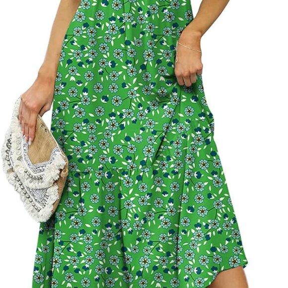 Women's Casual Maxi Dresses with Pockets Ruffle Sleeve Smocked Dress XS-2XL - Picture 5 of 5